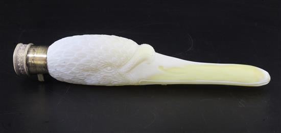 A good Thomas Webb & Sons, Stourbridge cameo glass swans head scent bottle or flask, c.1885, 23.3cm long